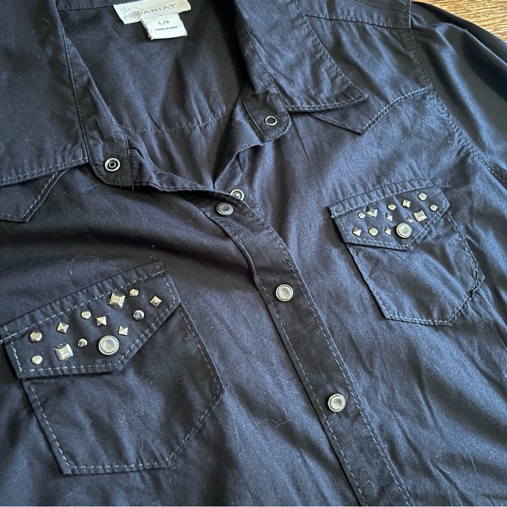 Ariat L womens studded bull western shirt bling snap black - Picture 4 of 8
